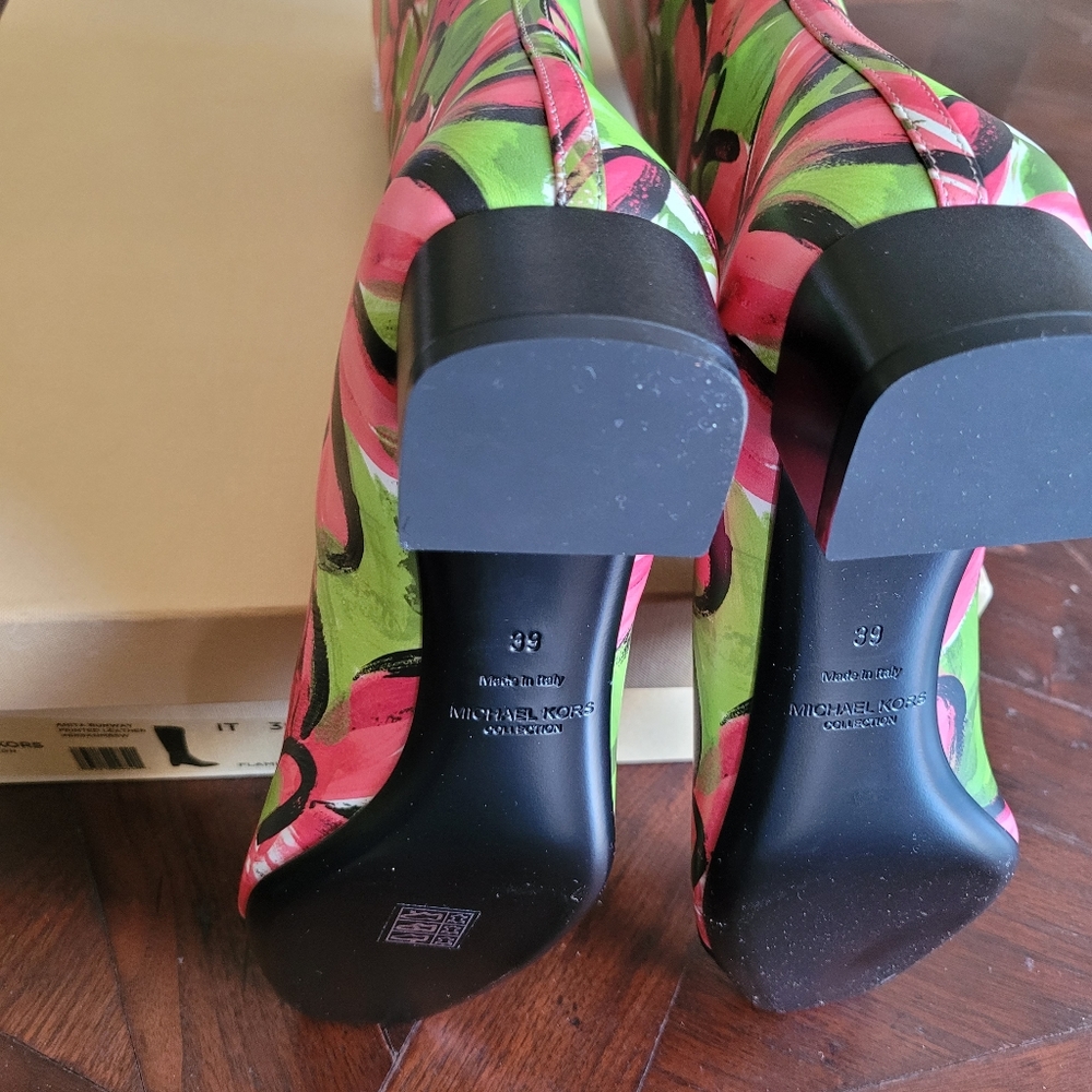Michael Kors Collection Anita Runway Floral Print Knee Boots Made in Italy - Picture 3 of 5